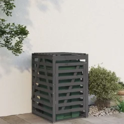 vidaXL Abri pour poubelle sur roulettes gris bois massif de pin