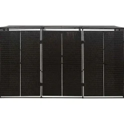 Produits Ménagers-vidaXL Abri pour poubelle triple 207x80x117 cm Résine tressée Noir