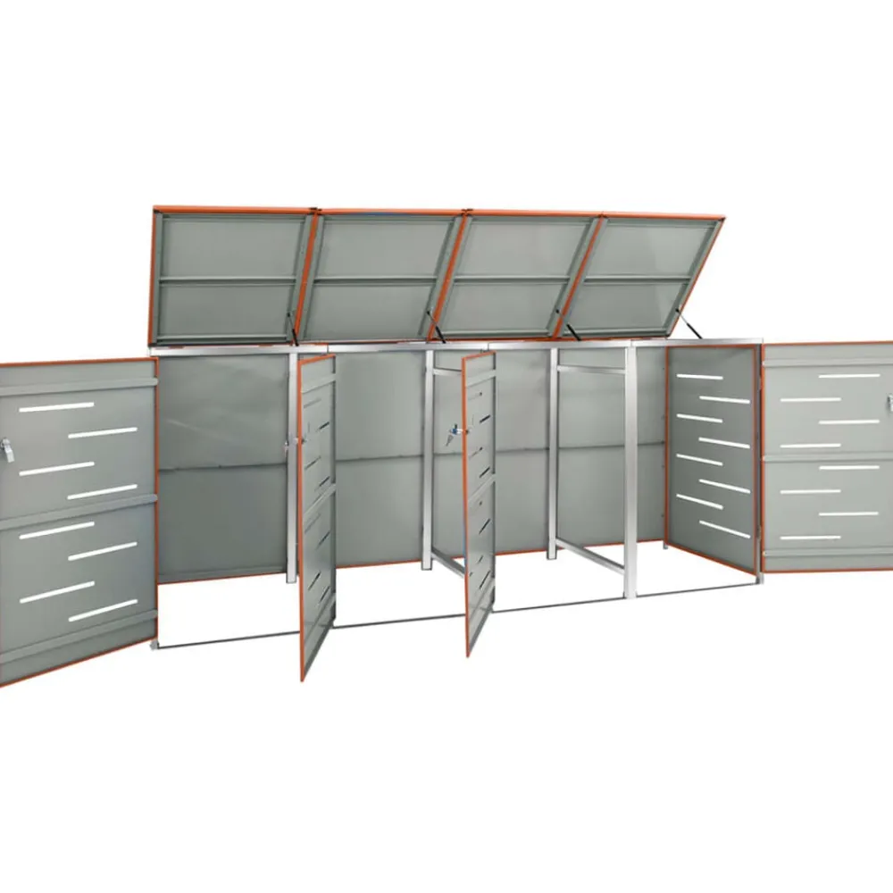 vidaXL Abri pour quatre poubelles 276,5x77,5x112,5 cm Inox