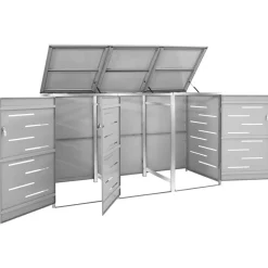 vidaXL Abri pour trois poubelles 207x77,5x112,5 cm Inox