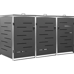 vidaXL Abri pour trois poubelles 207x77,5x112,5 cm Inox