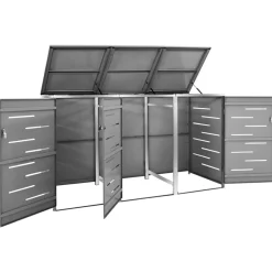 vidaXL Abri pour trois poubelles 207x77,5x112,5 cm Inox