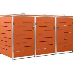 Produits Ménagers-vidaXL Abri pour trois poubelles 207x77,5x112,5 cm Inox Orange