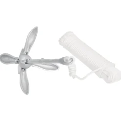vidaXL Ancre pliable avec corde argenté 8 kg fonte galvanisée à chaud