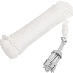 Pièces Détachées Pour Véhicules-vidaXL Ancre pliable et corde argenté 0,7 kg fonte galvanisée à chaud