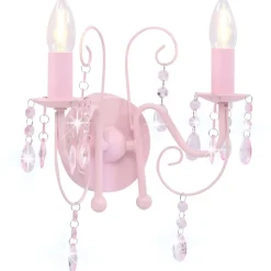 Luminaires-vidaXL Applique murale à perles 2 ampoules E14 Rose