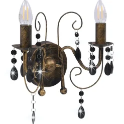 Luminaires-vidaXL Applique murale à perles antique 2 ampoules E14 Noir
