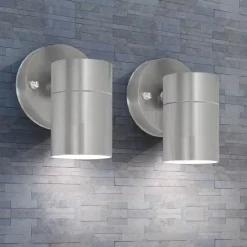 vidaXL Applique murale d'extérieur 2 pcs Acier inoxydable vers le bas