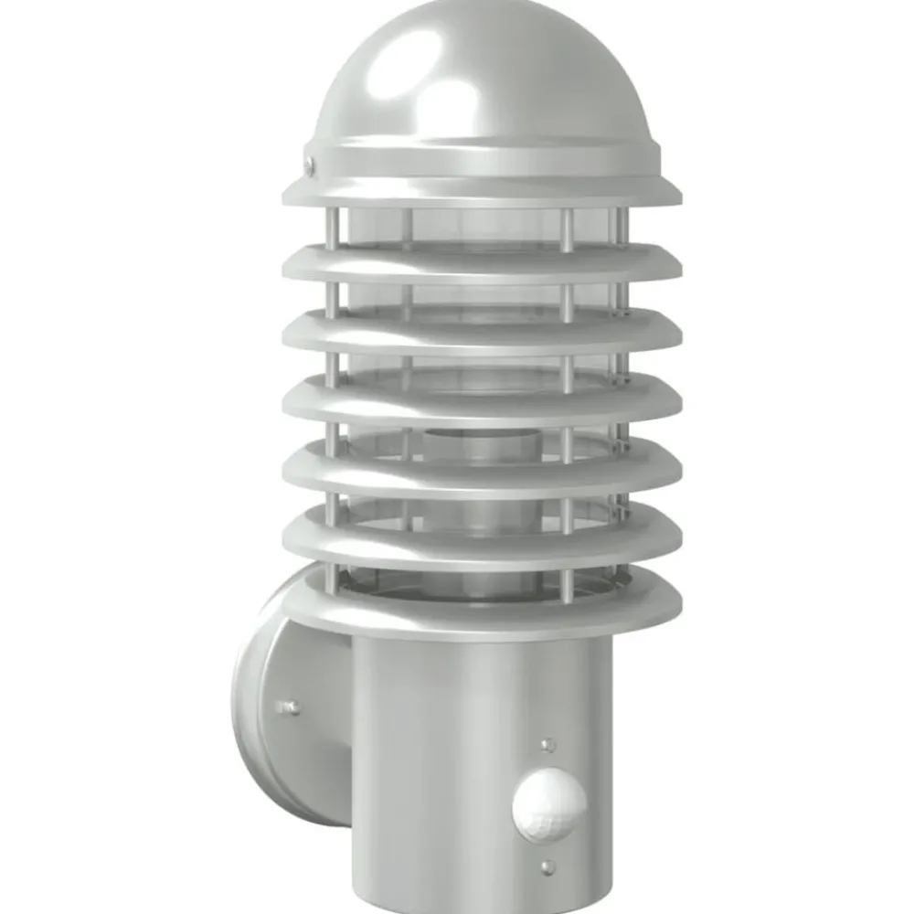 Luminaires-vidaXL Applique murale d'extérieur et capteur é acier inoxydable Argent