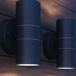 vidaXL Applique murale LED d'extérieur 2 pcs Acier inoxydable haut bas