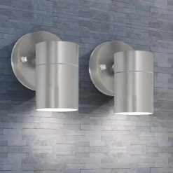 Luminaires-vidaXL Applique murale LED d'extérieur 2 pcs Acier Argent