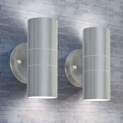 vidaXL Applique murale LED d'extérieur 2 pcs Acier inoxydable haut bas