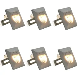 vidaXL Appliques murales LED d'extérieur 6 pcs 2 W Argenté Carré