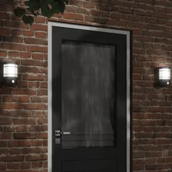 Luminaires-vidaXL Appliques murales d'extérieur et capteurs 2pcs acier inoxydable Noir