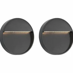 vidaXL Appliques murales à LED d'extérieur 2 pcs 3 W Noir Rond