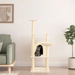 vidaXL Arbre à chat avec griffoirs en sisal crème 132 cm