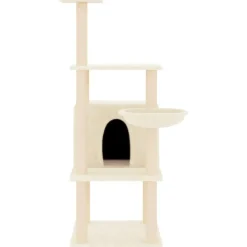 vidaXL Arbre à chat avec griffoirs en sisal crème 132 cm