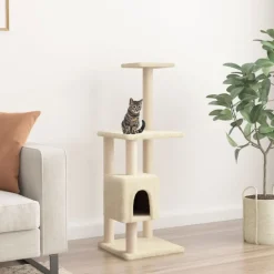 vidaXL Arbre à chat avec griffoirs en sisal Crème 104 cm