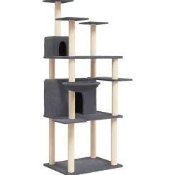 Articles Pour Animaux De Compagnie-vidaXL Arbre à chat avec griffoirs en sisal 166 cm Gris foncé