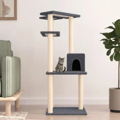 Articles Pour Animaux De Compagnie-vidaXL Arbre à chat avec griffoirs en sisal 123 cm Gris foncé