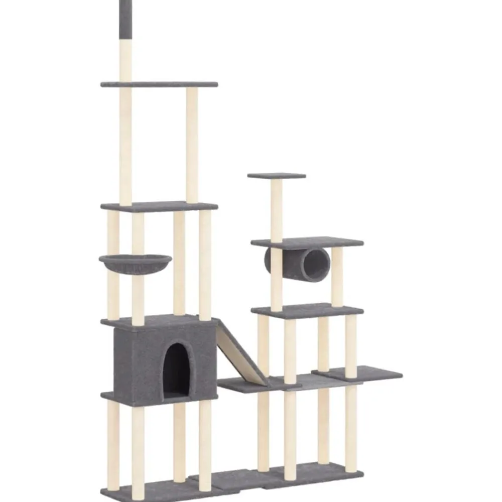 Articles Pour Animaux De Compagnie-vidaXL Arbre à chat avec griffoirs en sisal 279 cm Gris foncé