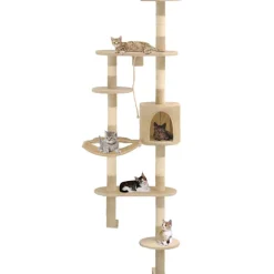 Articles Pour Animaux De Compagnie-vidaXL Arbre à chat avec griffoirs en sisal Montage mural 194 cm Beige
