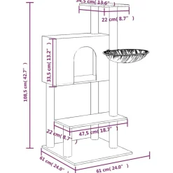 vidaXL Arbre à chat avec griffoirs en sisal 108,5 cm