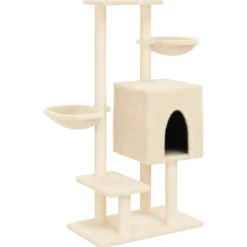 vidaXL Arbre à chat avec griffoirs en sisal crème 117 cm