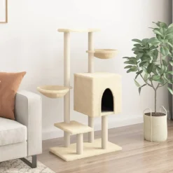 vidaXL Arbre à chat avec griffoirs en sisal crème 117 cm