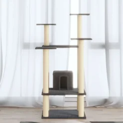 Articles Pour Animaux De Compagnie-vidaXL Arbre à chat avec griffoirs en sisal 110 cm Gris foncé