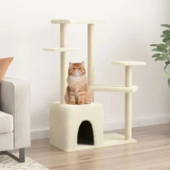vidaXL Arbre à chat avec griffoirs en sisal crème 107,5 cm