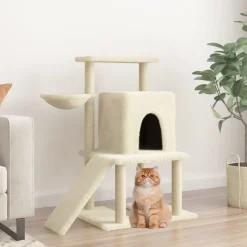 vidaXL Arbre à chat avec griffoirs en sisal Crème 96,5 cm