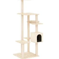 Articles Pour Animaux De Compagnie-vidaXL Arbre à chat avec griffoirs en sisal Crème 142 cm Cr&egrave;me