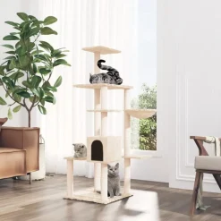 Articles Pour Animaux De Compagnie-vidaXL Arbre à chat avec griffoirs en sisal Crème 142 cm Cr&egrave;me