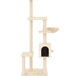 Articles Pour Animaux De Compagnie-vidaXL Arbre à chat avec griffoirs en sisal Crème 142 cm Cr&egrave;me