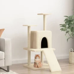 Articles Pour Animaux De Compagnie-vidaXL Arbre à chat avec griffoirs en sisal crème 110 cm Cr&egrave;me