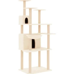 Articles Pour Animaux De Compagnie-vidaXL Arbre à chat avec griffoirs en sisal Crème 166 cm Cr&egrave;me