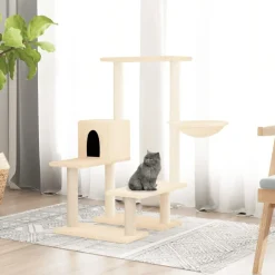 vidaXL Arbre à chat avec griffoirs en sisal Crème 94,5 cm