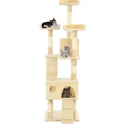 Articles Pour Animaux De Compagnie-vidaXL Arbre à chat avec griffoirs en sisal 170 cm Beige