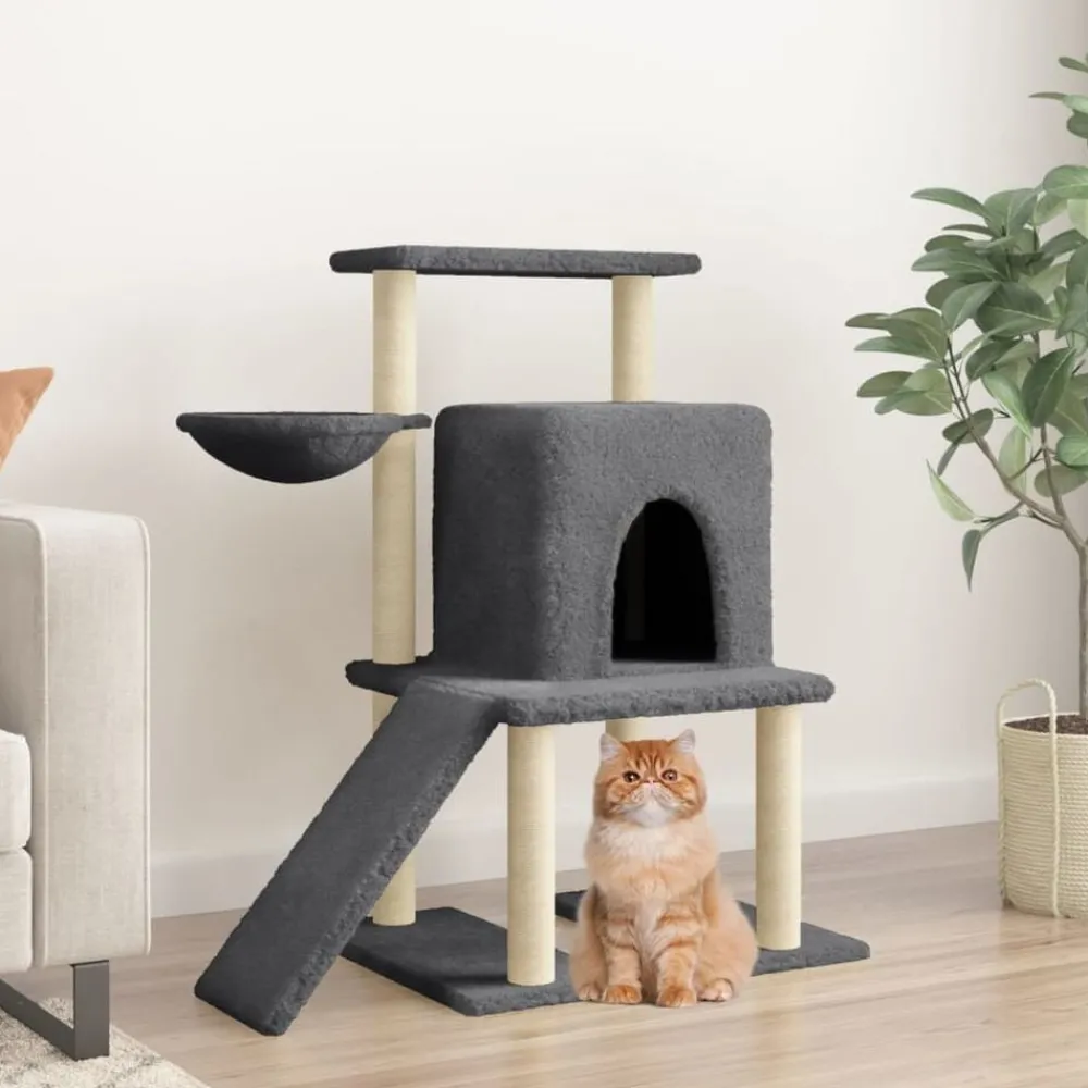 Articles Pour Animaux De Compagnie-vidaXL Arbre à chat avec griffoirs en sisal 96,5 cm Gris foncé