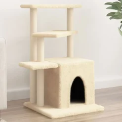Articles Pour Animaux De Compagnie-vidaXL Arbre à chat avec griffoirs en sisal crème 83,5 cm Cr&egrave;me