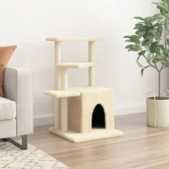Articles Pour Animaux De Compagnie-vidaXL Arbre à chat avec griffoirs en sisal crème 83,5 cm Cr&egrave;me