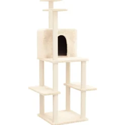 vidaXL Arbre à chat avec griffoirs en sisal Crème 144,5 cm