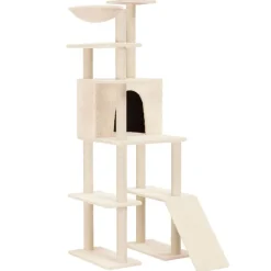 Articles Pour Animaux De Compagnie-vidaXL Arbre à chat avec griffoirs en sisal Crème 166 cm Cr&egrave;me