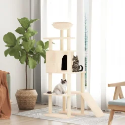 Articles Pour Animaux De Compagnie-vidaXL Arbre à chat avec griffoirs en sisal Crème 166 cm Cr&egrave;me