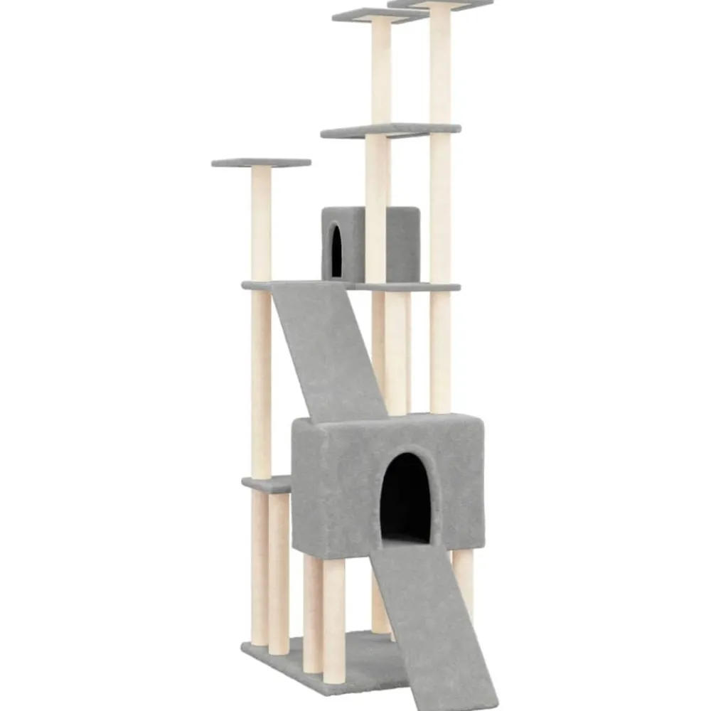 Articles Pour Animaux De Compagnie-vidaXL Arbre à chat avec griffoirs en sisal 190 cm Gris clair