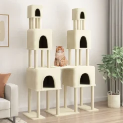 Articles Pour Animaux De Compagnie-vidaXL Arbre à chat avec griffoirs en sisal Crème 199 cm Cr&egrave;me