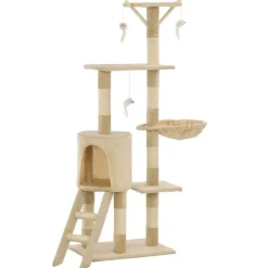 Articles Pour Animaux De Compagnie-vidaXL Arbre à chat avec griffoirs en sisal 138 cm Beige