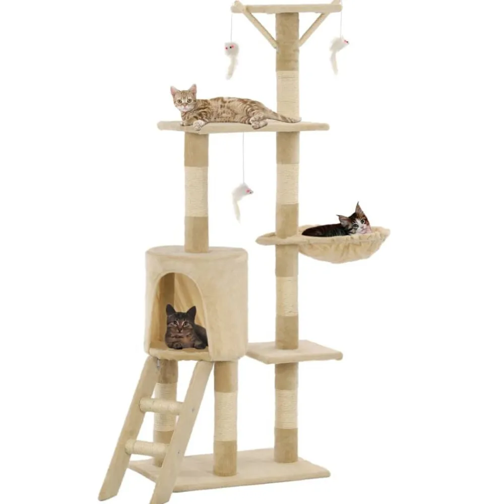 Articles Pour Animaux De Compagnie-vidaXL Arbre à chat avec griffoirs en sisal 138 cm Beige