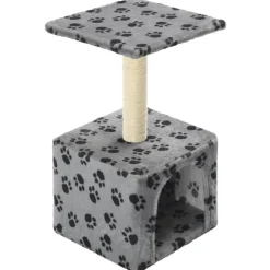 vidaXL Arbre à chat avec griffoirs en sisal 55 cm Gris Motif de pattes